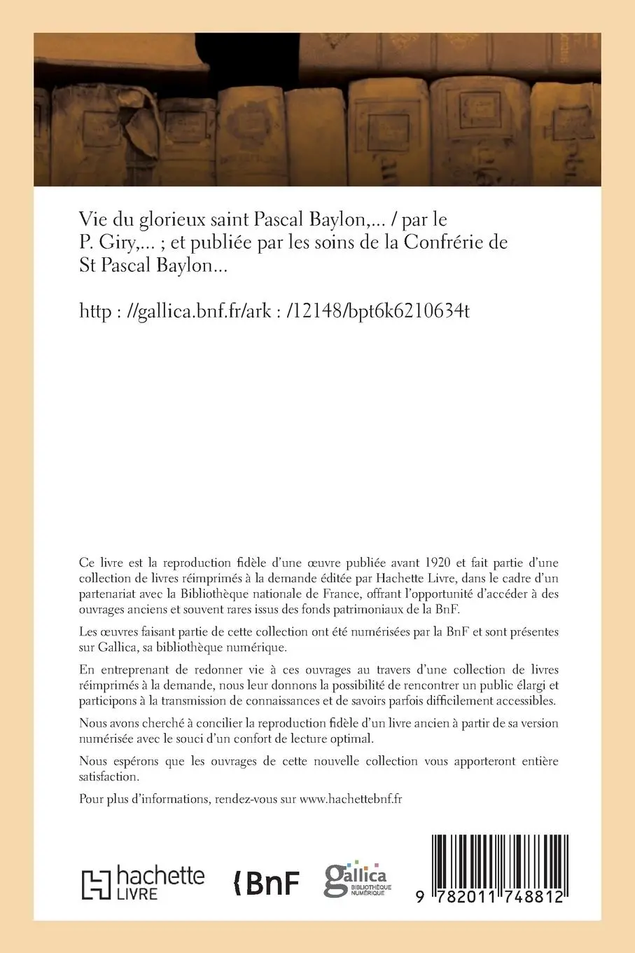 Rückseite: 9782011748812 | Vie Du Glorieux Saint Pascal Baylon | François Giry | Taschenbuch