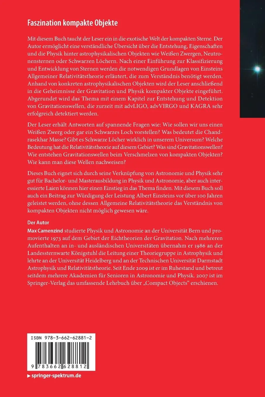 Rückseite: 9783662628812 | Faszination kompakte Objekte | Max Camenzind | Taschenbuch | xii