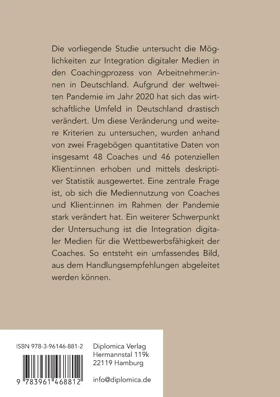 Rückseite: 9783961468812 | Coaching digital. Auswirkungen der Corona-Pandemie auf den...