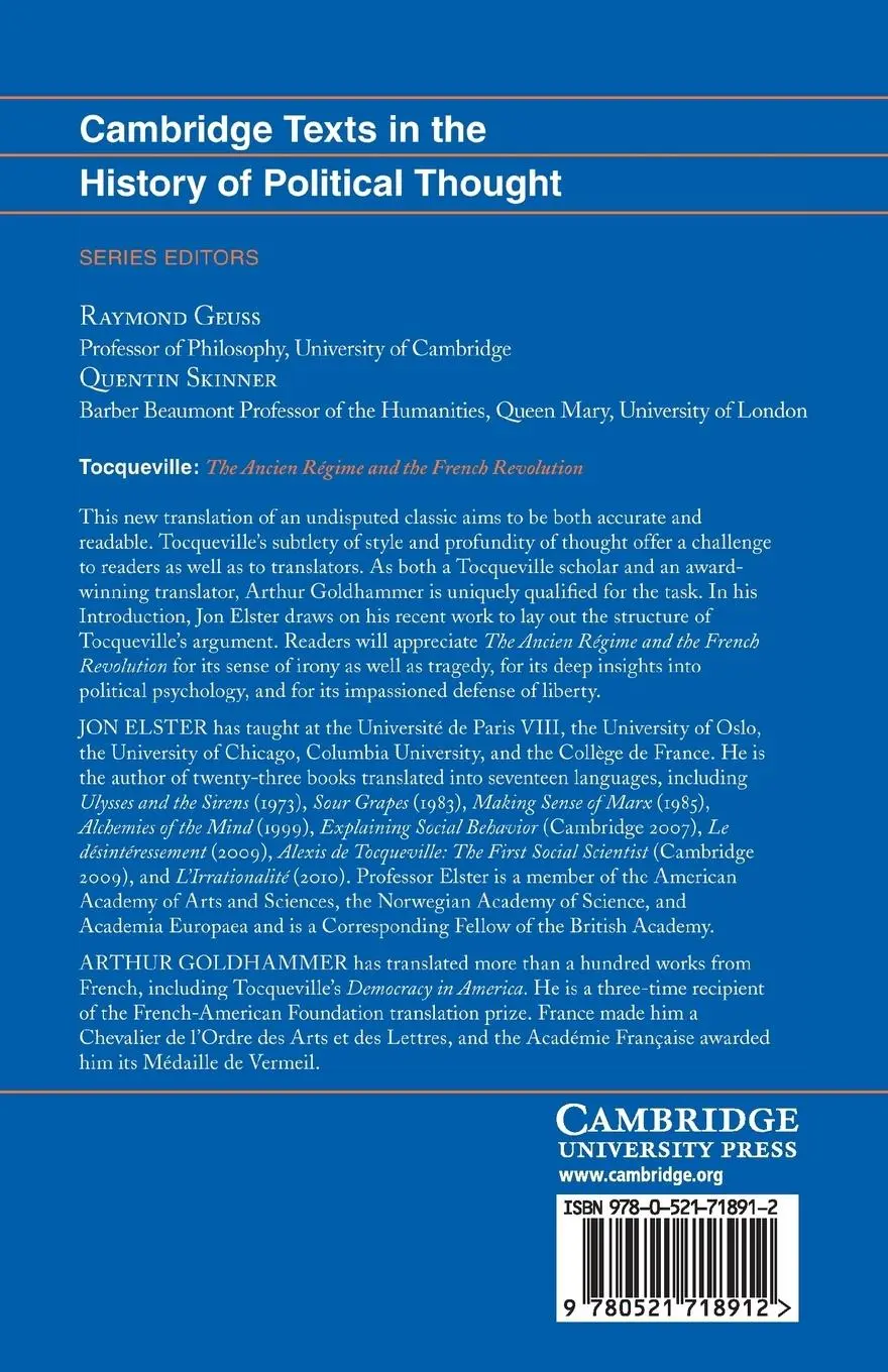 Rückseite: 9780521718912 | Tocqueville | The Ancien Régime and the French Revolution | Jon Elster