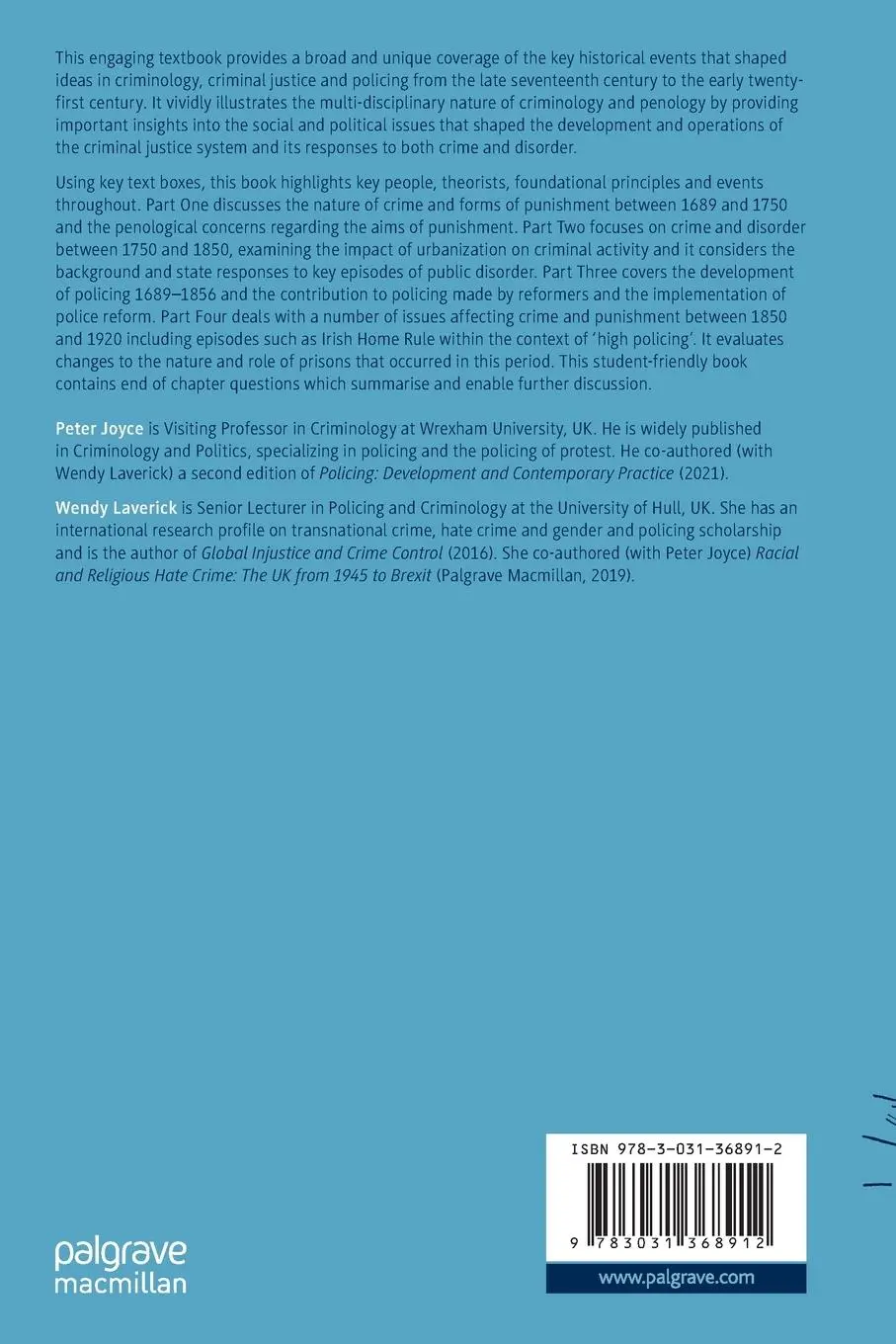 Rückseite: 9783031368912 | History of Policing, Crime, Disorder, Punishment | Laverick (u. a.)