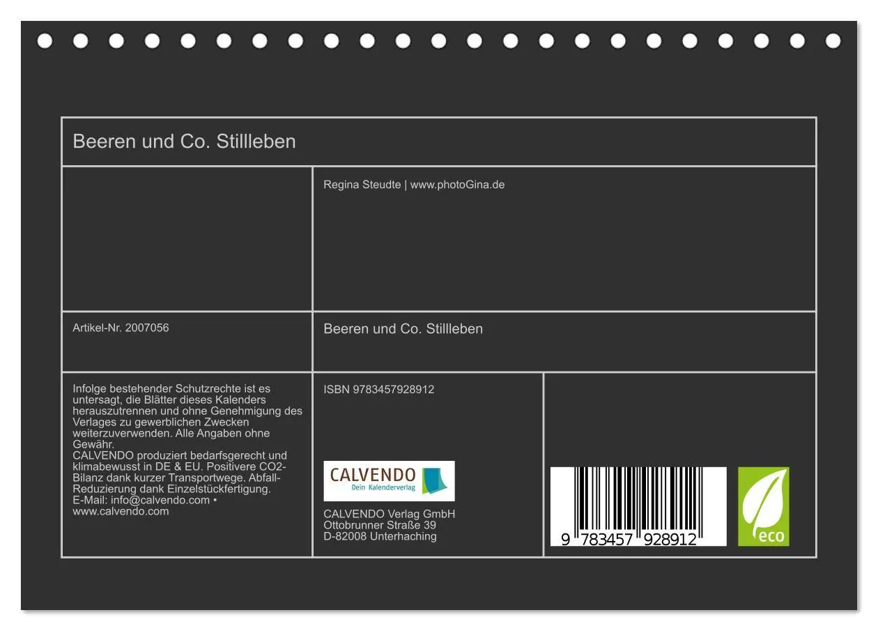 Bild: 9783457928912 | Beeren und Co. Stillleben (Tischkalender 2026 DIN A5 quer),...