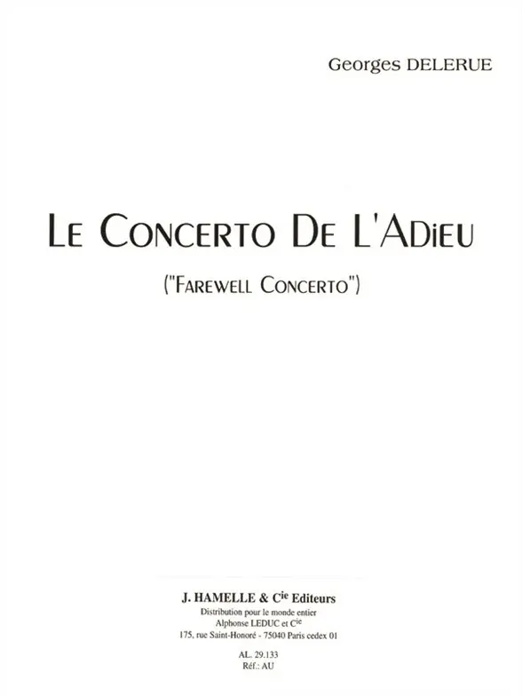 Cover: 9790035168912 | Le Concerto De L'Adieu 'Farewell Concerto' | Georges Delerue | Buch