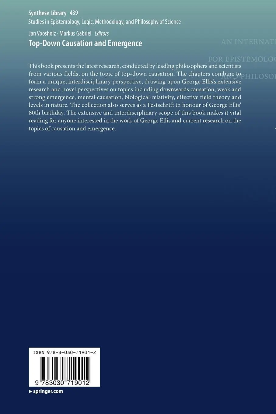Rückseite: 9783030719012 | Top-Down Causation and Emergence | Markus Gabriel (u. a.) | Buch | xvi