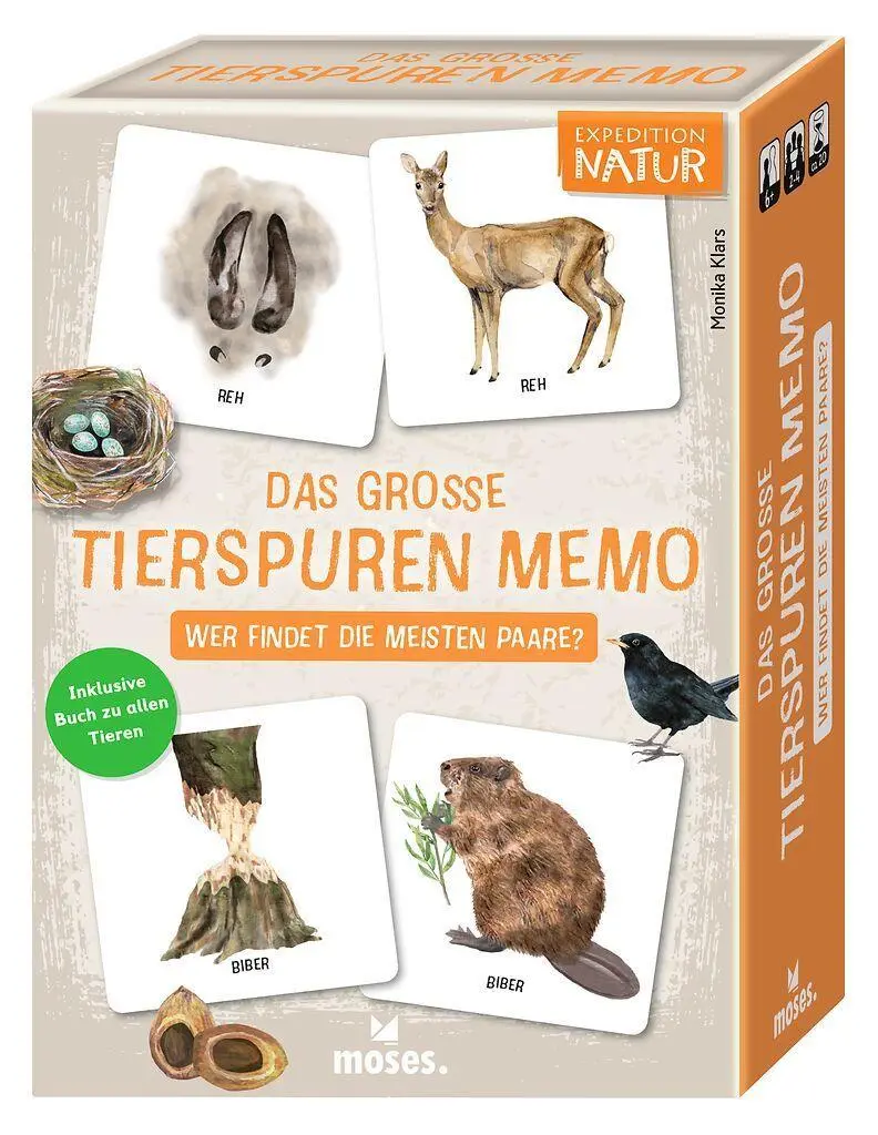 Cover: 4033477099112 | Das große Tierspuren Memo | Dipl. Grafik-Designerin Klars | Spiel