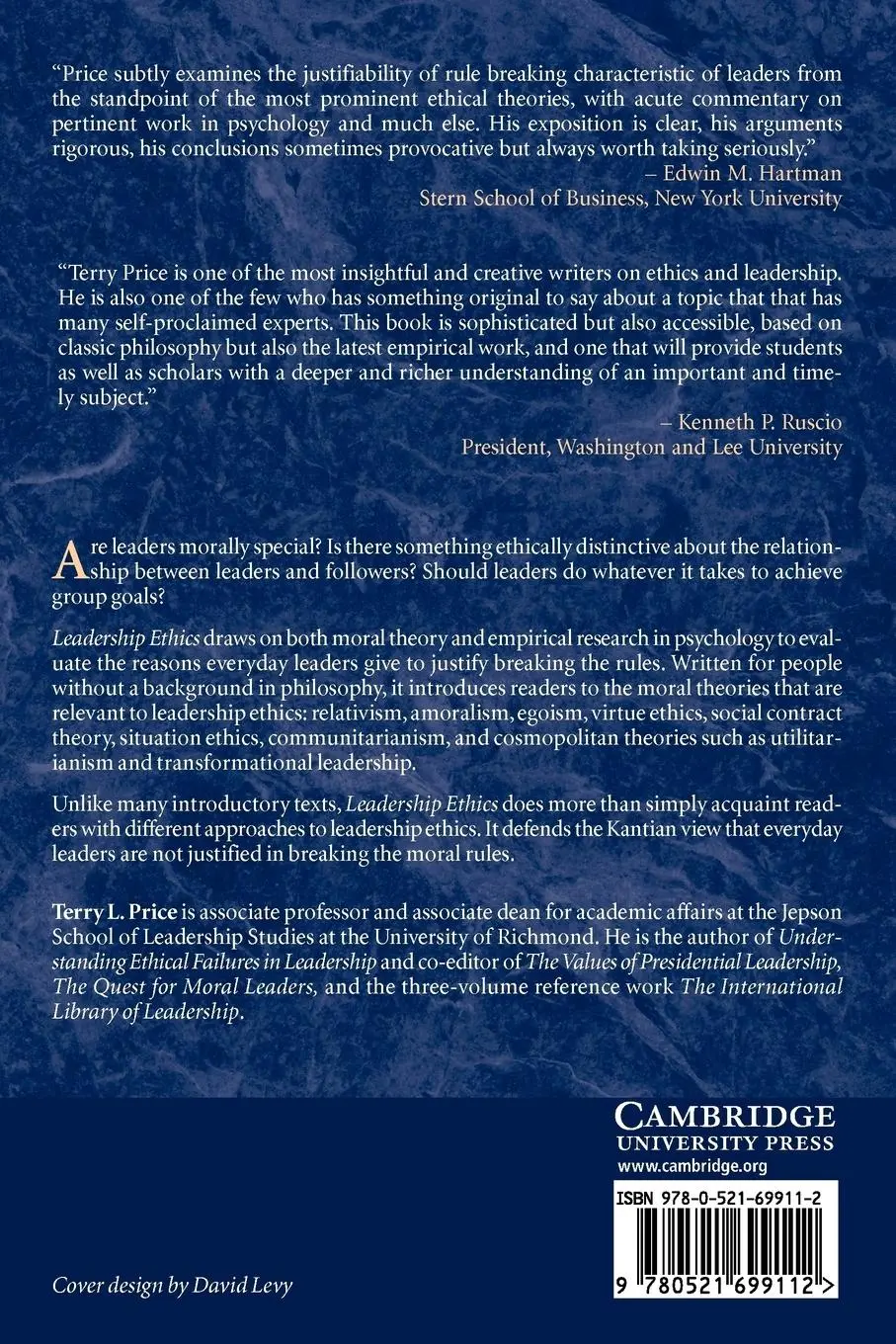 Rückseite: 9780521699112 | Leadership Ethics | An Introduction | Terry L. Price | Taschenbuch