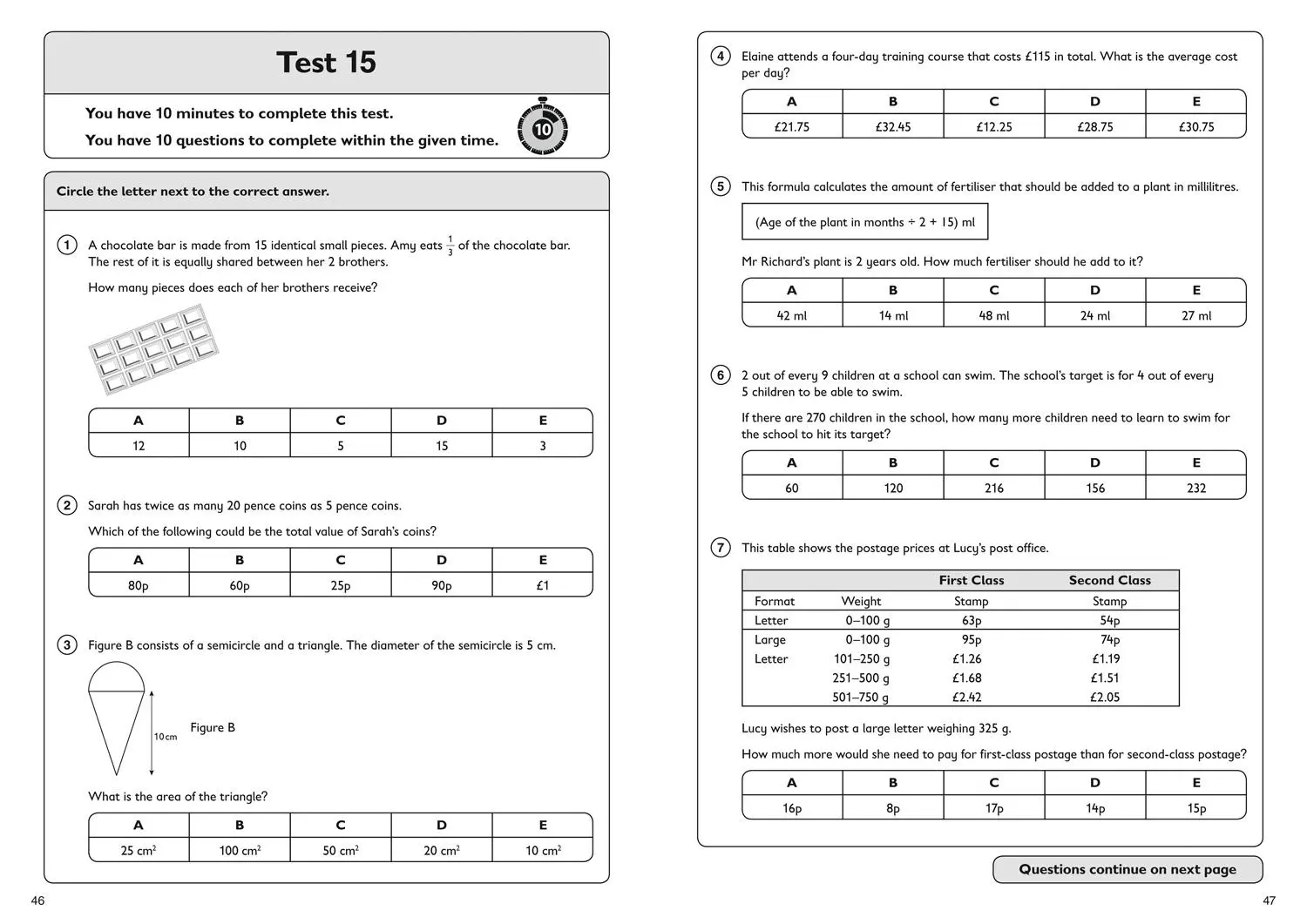 Bild: 9781844199112 | 11+ Maths Quick Practice Tests Age 9-10 (Year 5) | Collins 11 | Buch
