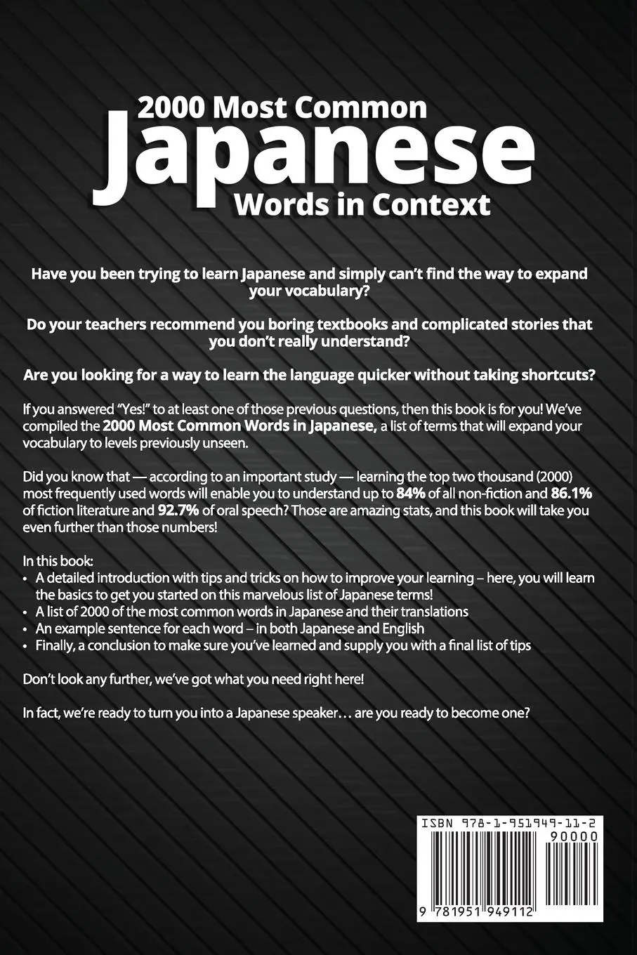 Rückseite: 9781951949112 | 2000 Most Common Japanese Words in Context | Lingo Mastery | Buch