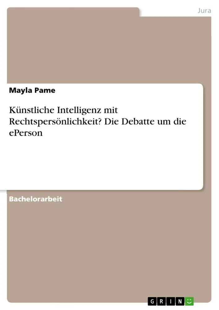 Cover: 9783963559112 | Künstliche Intelligenz mit Rechtspersönlichkeit? Die Debatte um die...