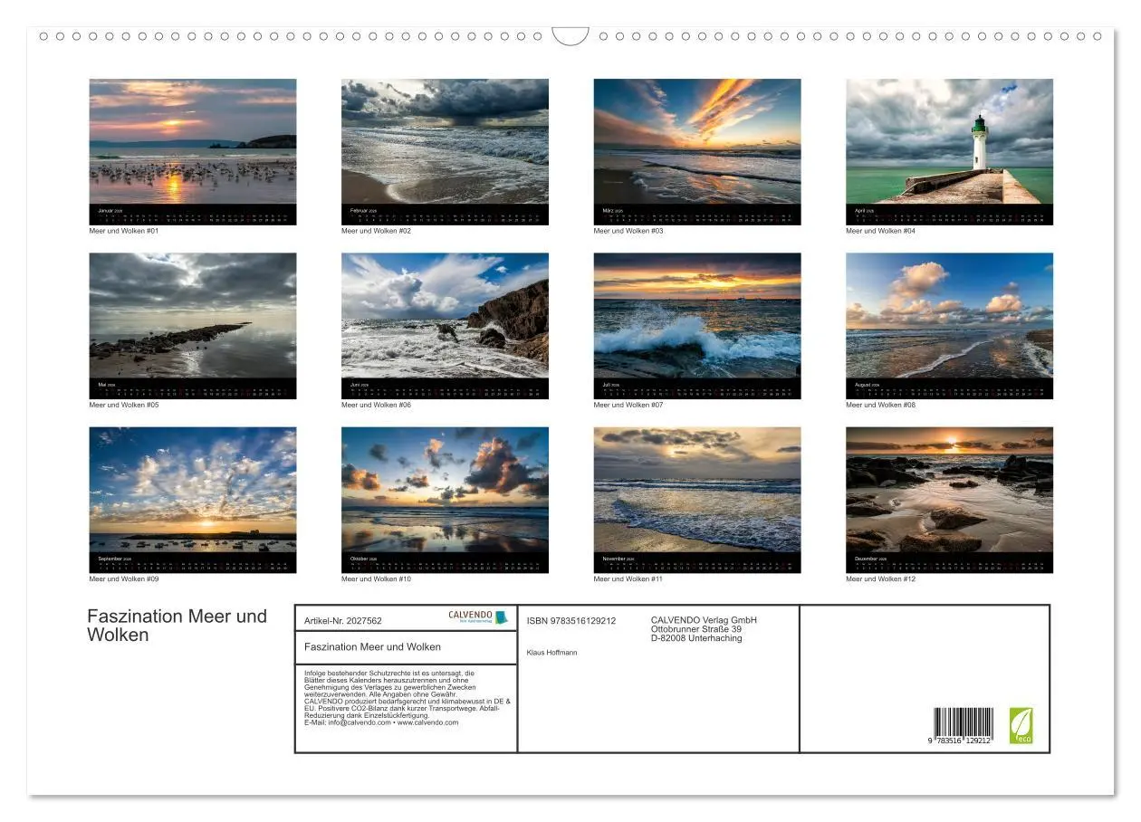Bild: 9783516129212 | Faszination Meer und Wolken (Wandkalender 2026 DIN A2 quer),...