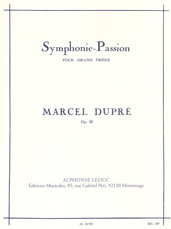 Cover: 9790046169212 | Passion Symphony, Op. 23 (Organ) | Marcel Dupré | Buch
