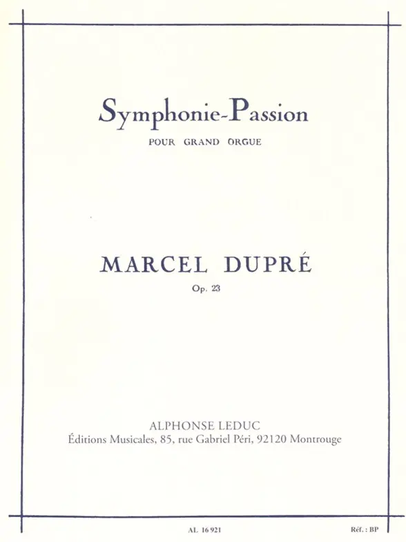 Cover: 9790046169212 | Passion Symphony, Op. 23 (Organ) | Marcel Dupré | Buch