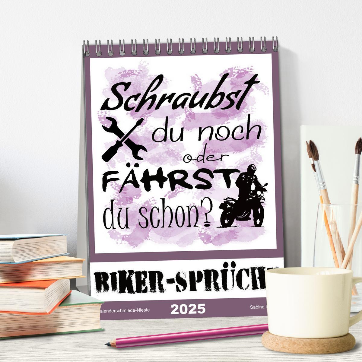 Bild: 9783435939312 | Biker-Sprüche (Tischkalender 2025 DIN A5 hoch), CALVENDO...