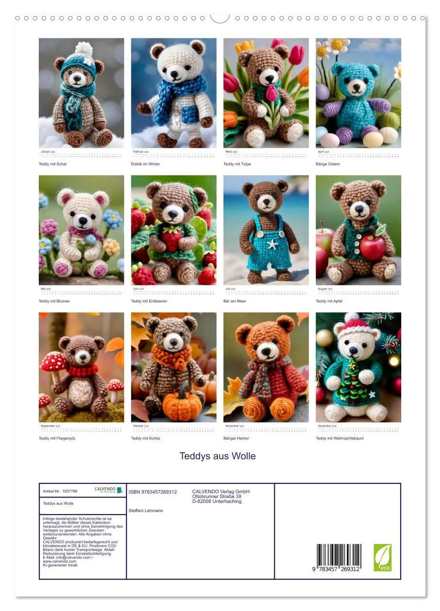 Bild: 9783457269312 | Teddys aus Wolle (hochwertiger Premium Wandkalender 2026 DIN A2...