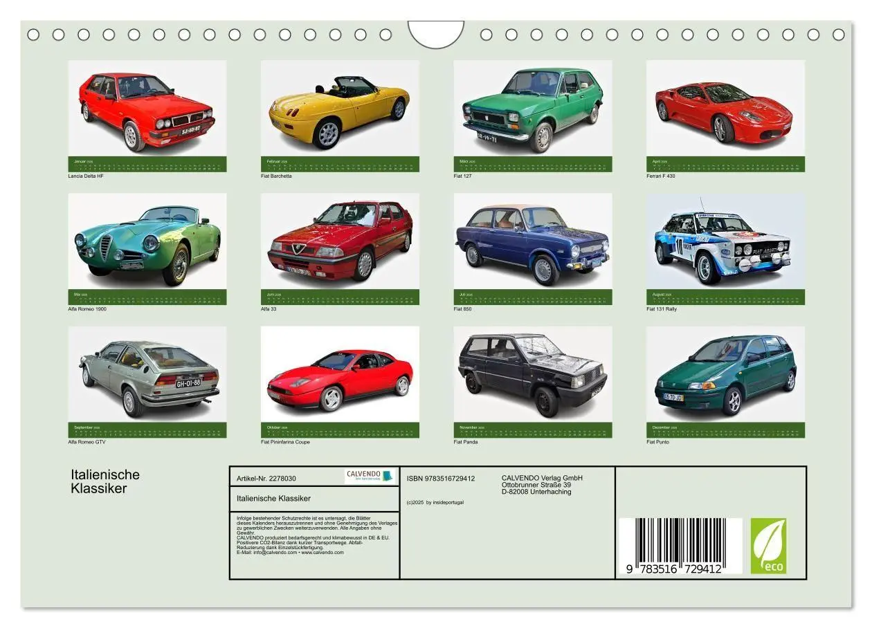 Bild: 9783516729412 | Italienische Klassiker (Wandkalender 2026 DIN A4 quer), CALVENDO...