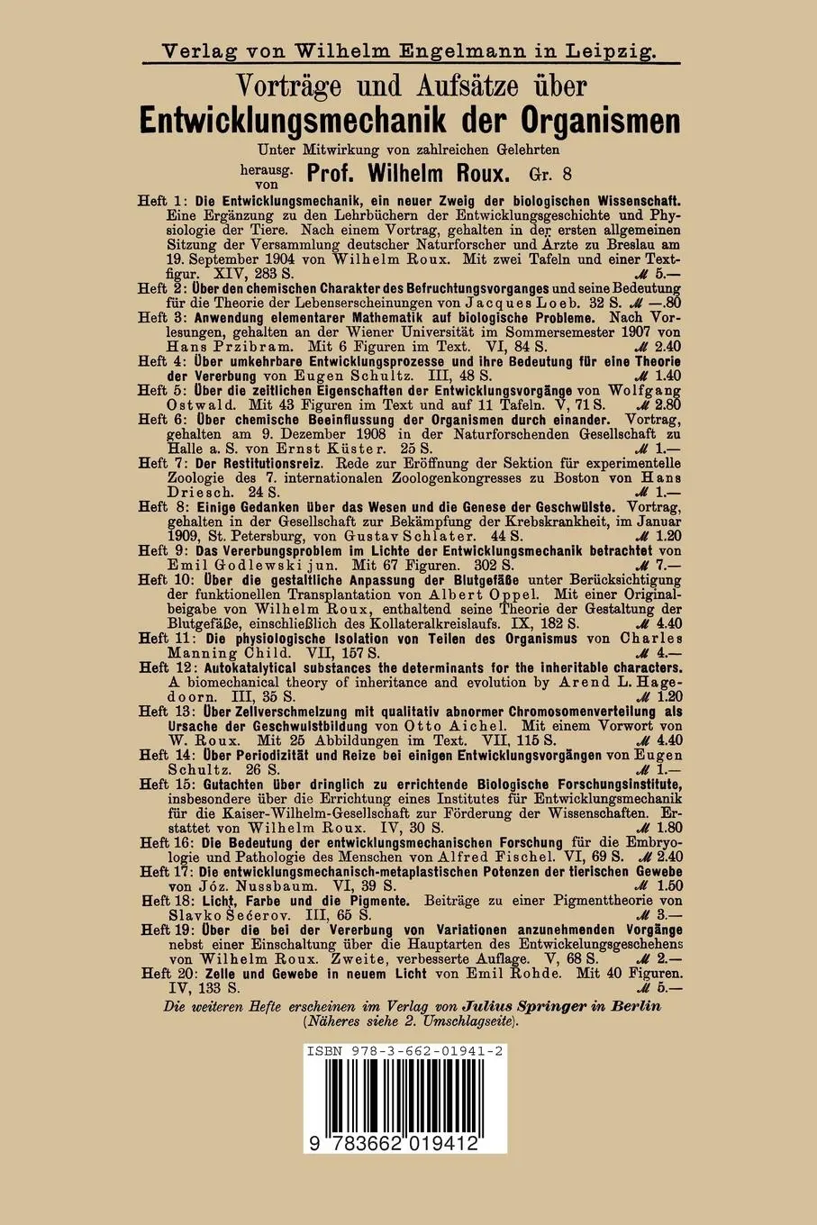 Rückseite: 9783662019412 | Das Evolutionsproblem und der Individuelle Gestaltungsanteil am...