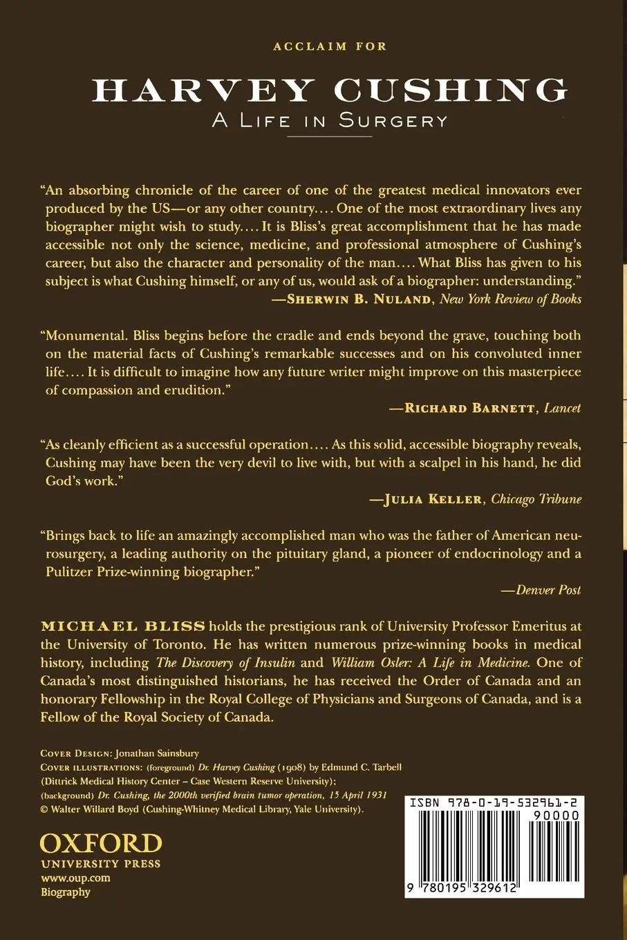 Rückseite: 9780195329612 | Harvey Cushing | A Life in Surgery | Michael Bliss | Taschenbuch