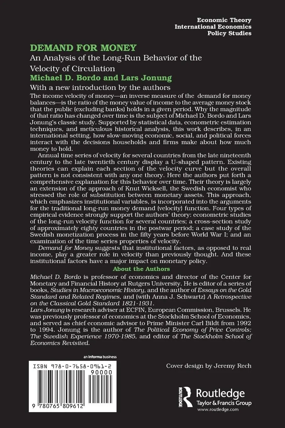 Rückseite: 9780765809612 | Demand for Money | Lars Jonung | Taschenbuch | Englisch | 2003