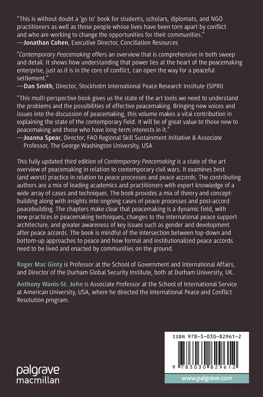 Rückseite: 9783030829612 | Contemporary Peacemaking | Peace Processes, Peacebuilding and Conflict