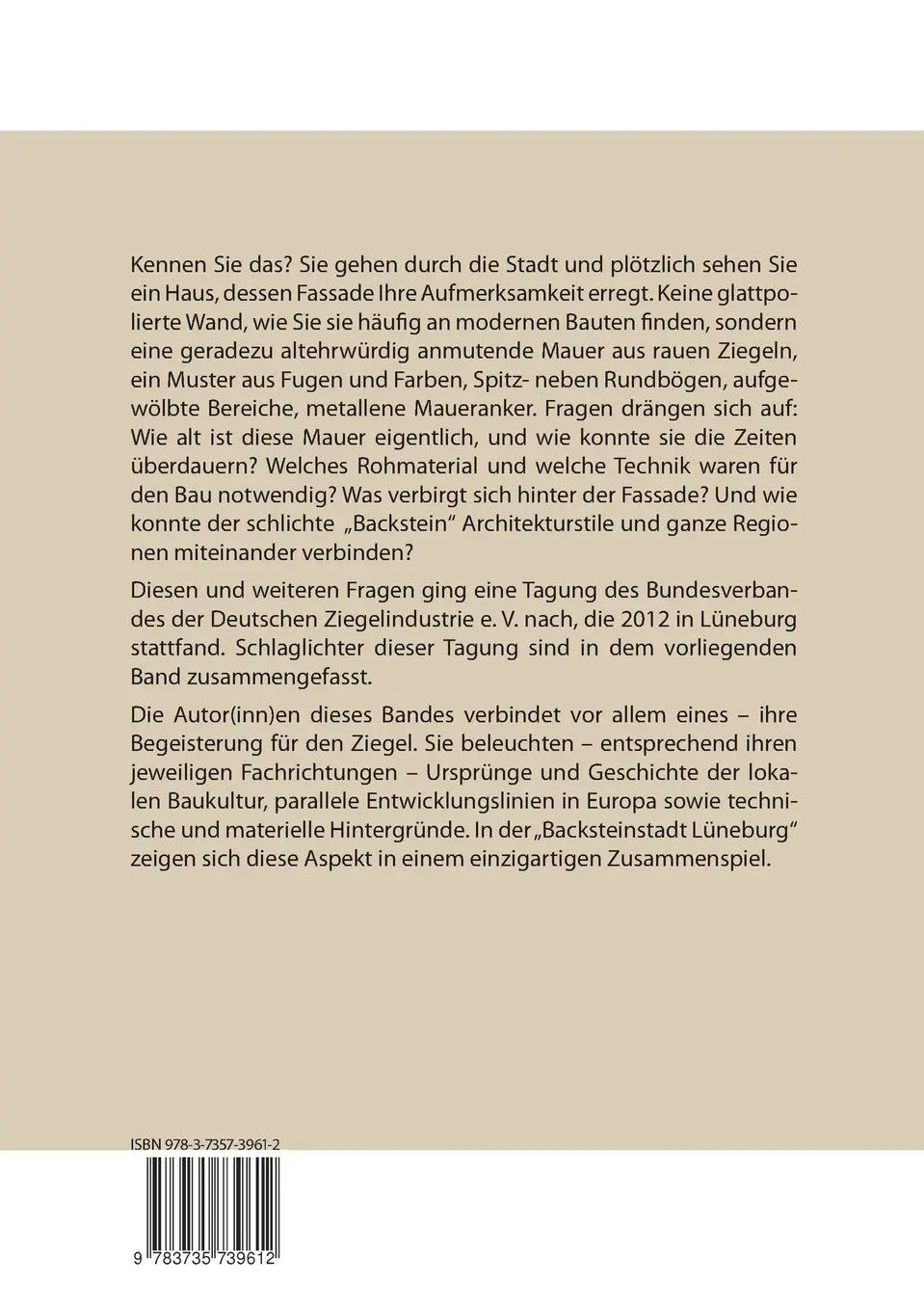 Rückseite: 9783735739612 | Die Backsteinstadt Lüneburg | Martin Pries (u. a.) | Taschenbuch
