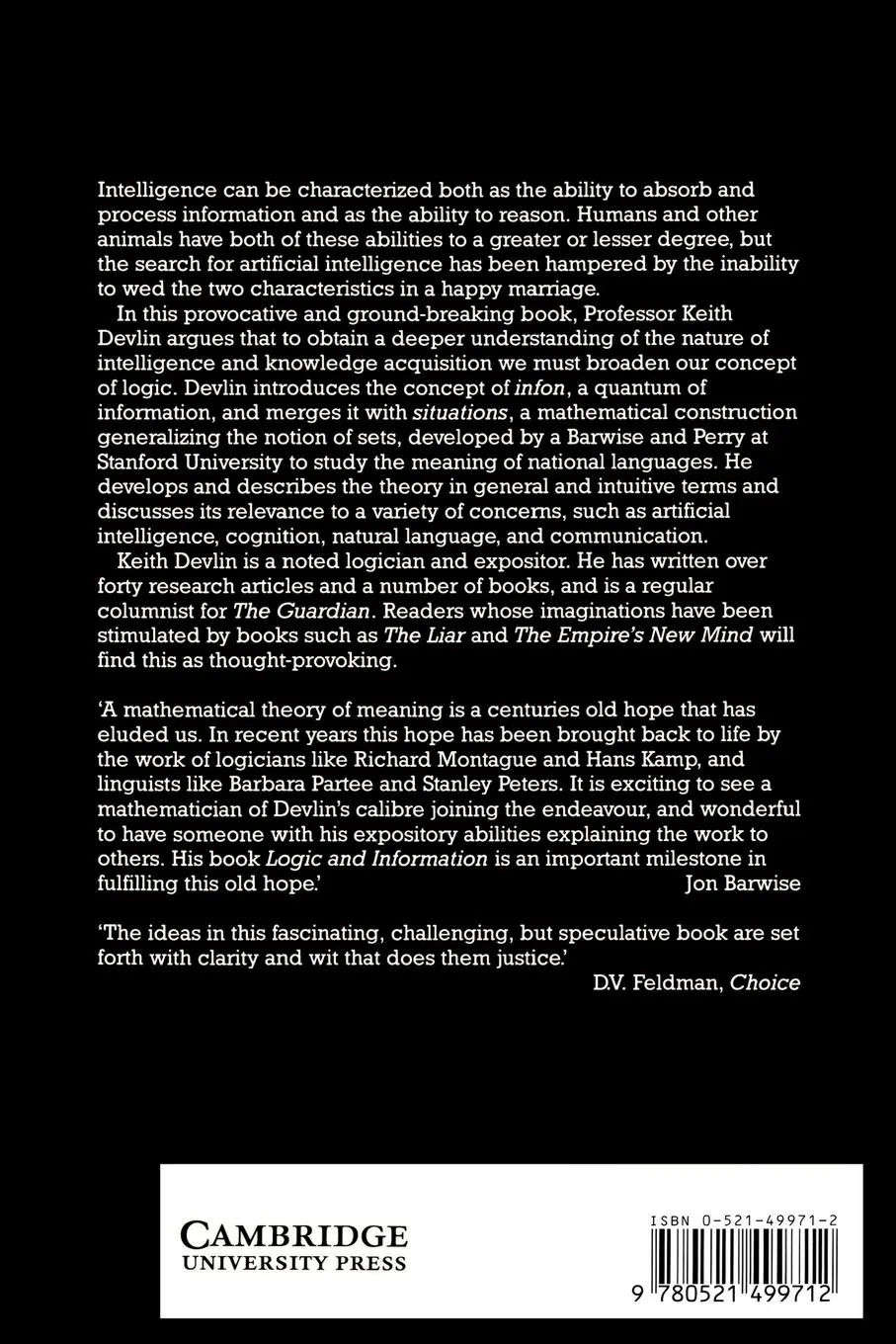 Rückseite: 9780521499712 | Logic and Information | Keith J. Devlin (u. a.) | Taschenbuch | 2003