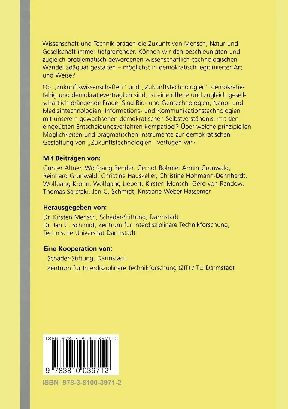Rückseite: 9783810039712 | Technik und Demokratie | Jan C. Schmidt (u. a.) | Taschenbuch | 225 S.