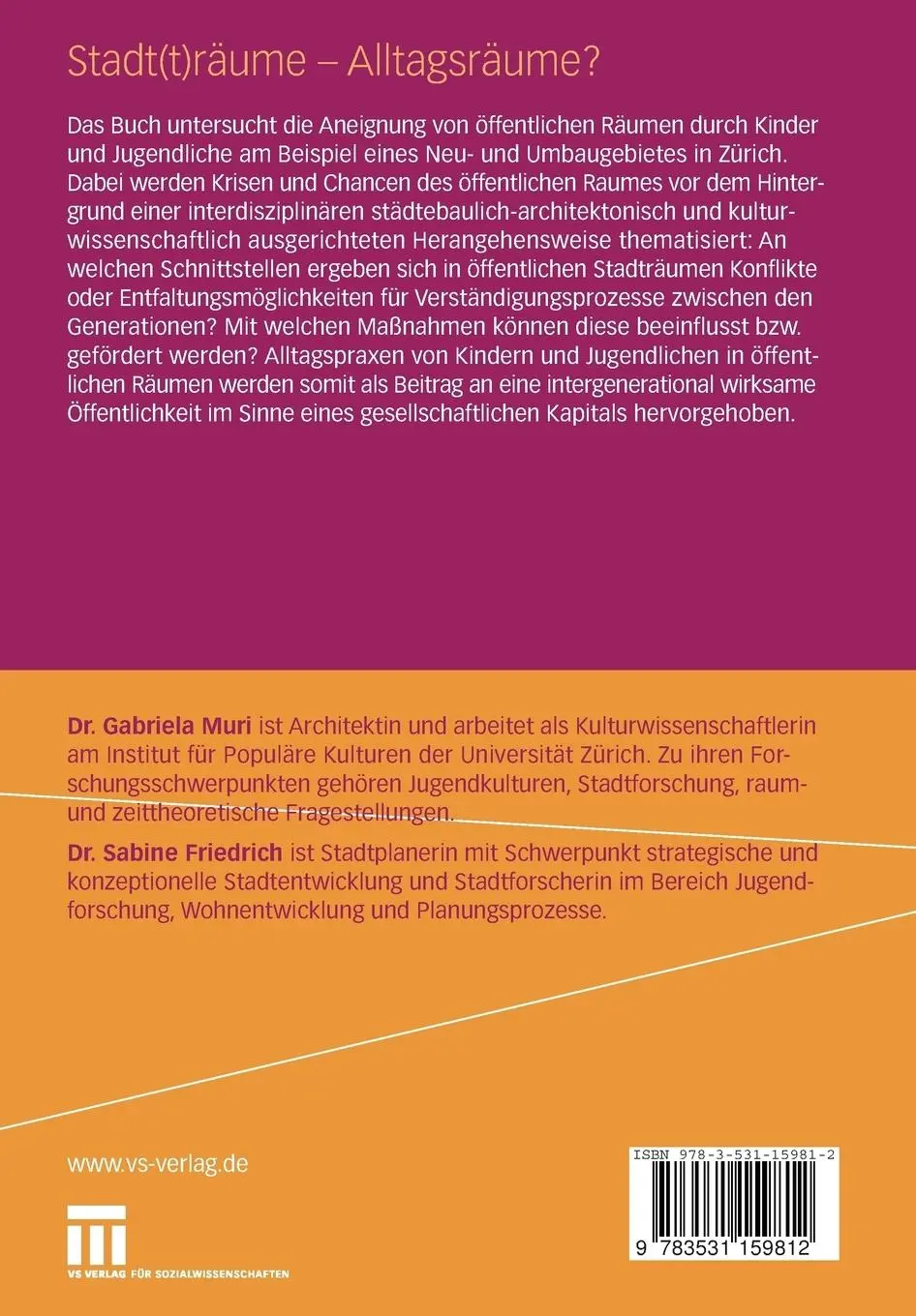 Rückseite: 9783531159812 | Stadt(t)räume - Alltagsräume? | Sabine Friedrich (u. a.) | Taschenbuch