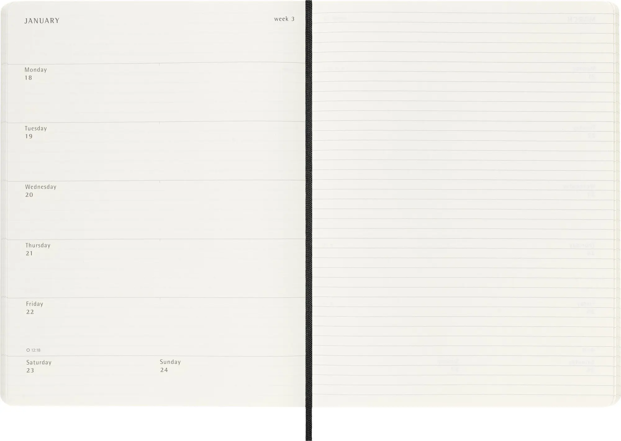 Bild: 8056999279912 | Moleskine 18 Monate Wochenkalender 2026/2027, XL, 1 Wo = 1 Seite,...
