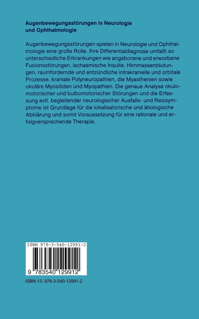 Rückseite: 9783540129912 | Augenbewegungsstörungen in Neurologie und Ophthalmologie | P. Marx