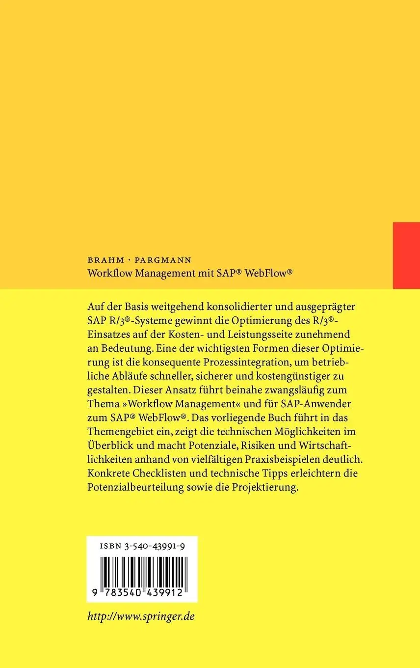 Rückseite: 9783540439912 | Workflow Management mit SAP® WebFlow® | Das Handbuch für die Praxis