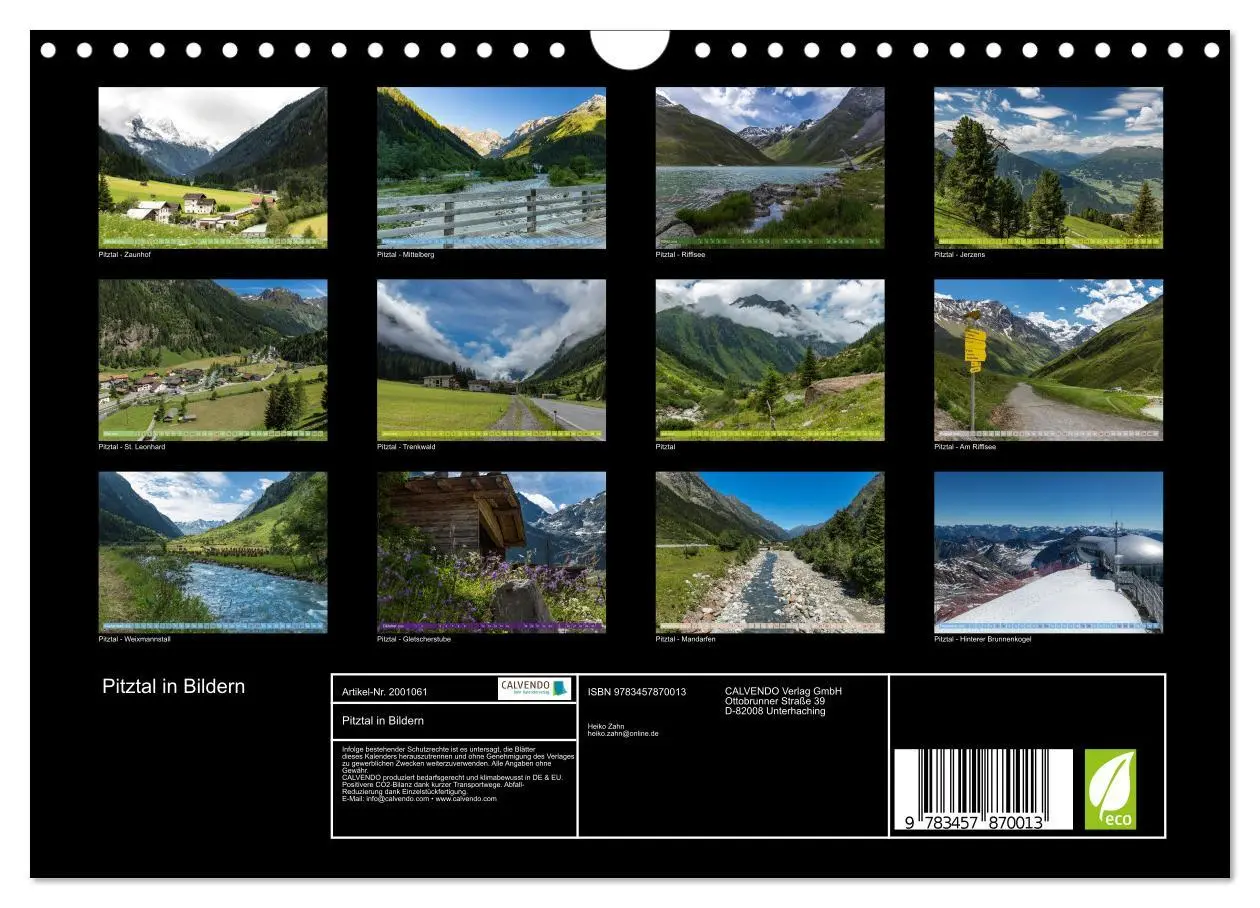 Bild: 9783457870013 | Pitztal in Bildern (Wandkalender 2026 DIN A4 quer), CALVENDO...