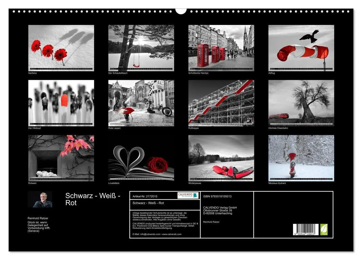 Bild: 9783516100013 | Schwarz - Weiß - Rot (Wandkalender 2026 DIN A2 quer), CALVENDO...