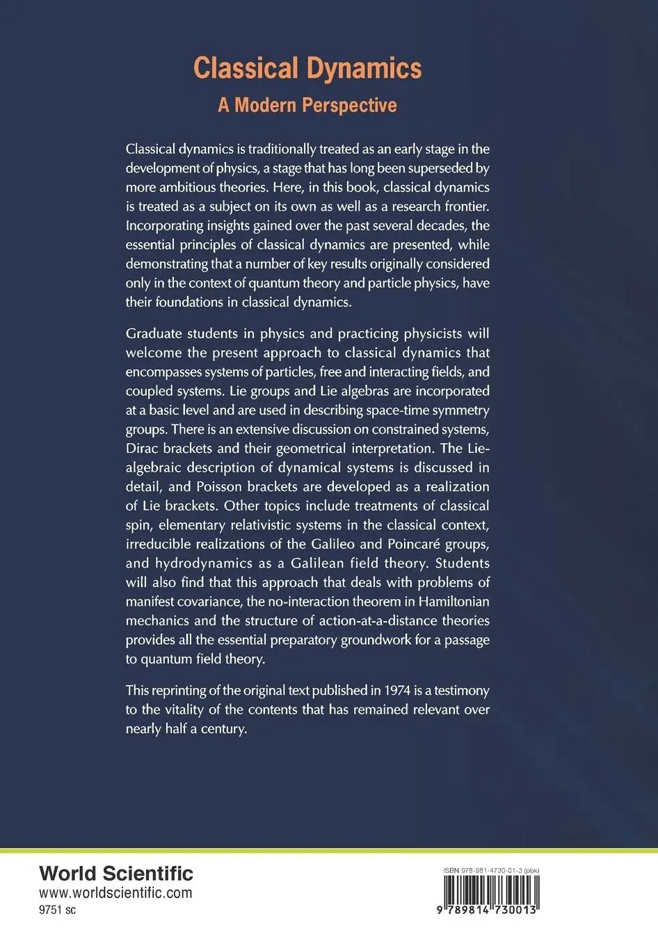 Rückseite: 9789814730013 | CLASSICAL DYNAMICS | A MODERN PERSPECTIVE | Mukunda | Taschenbuch