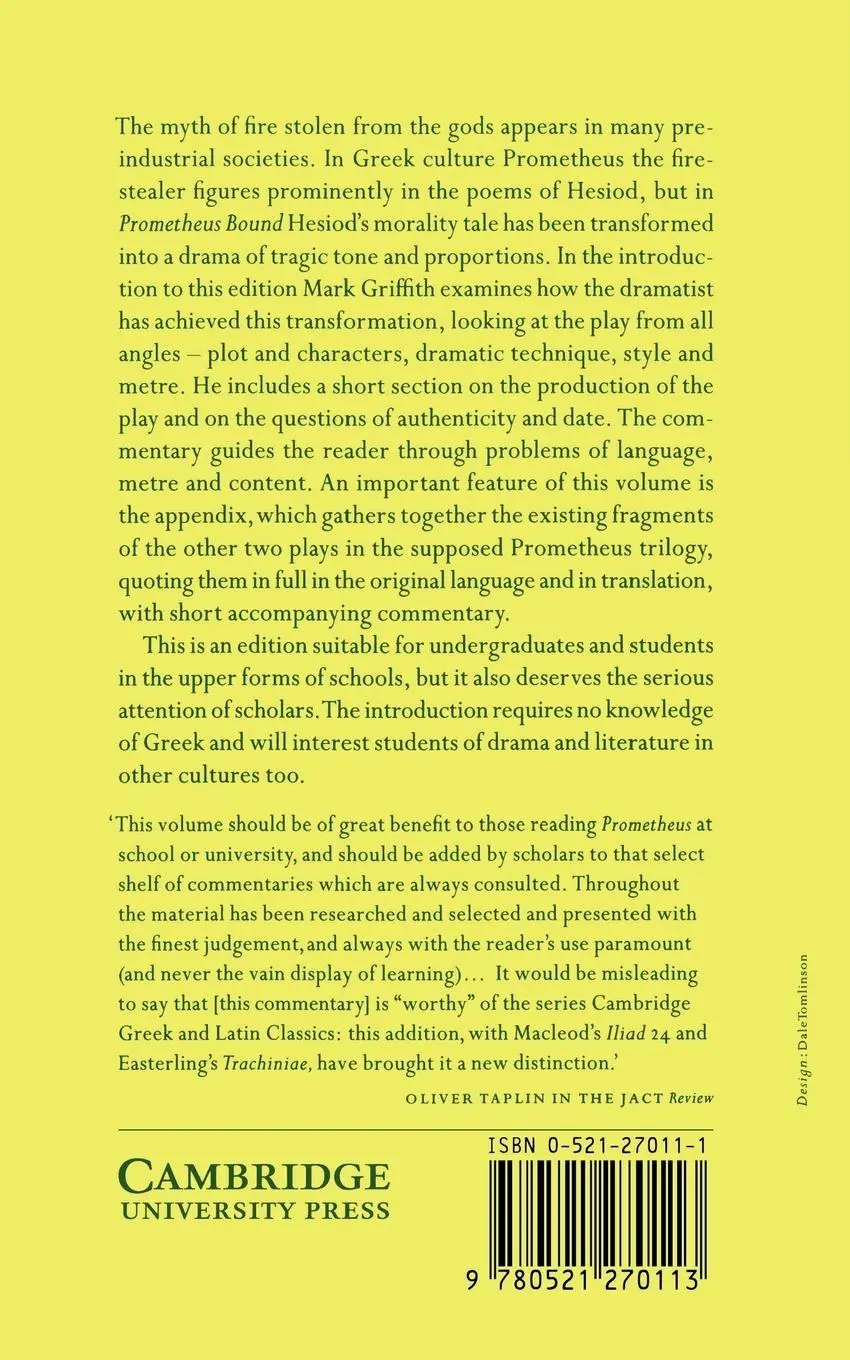 Rückseite: 9780521270113 | Aeschylus | Prometheus Bound | Aeschylus | Taschenbuch | Englisch
