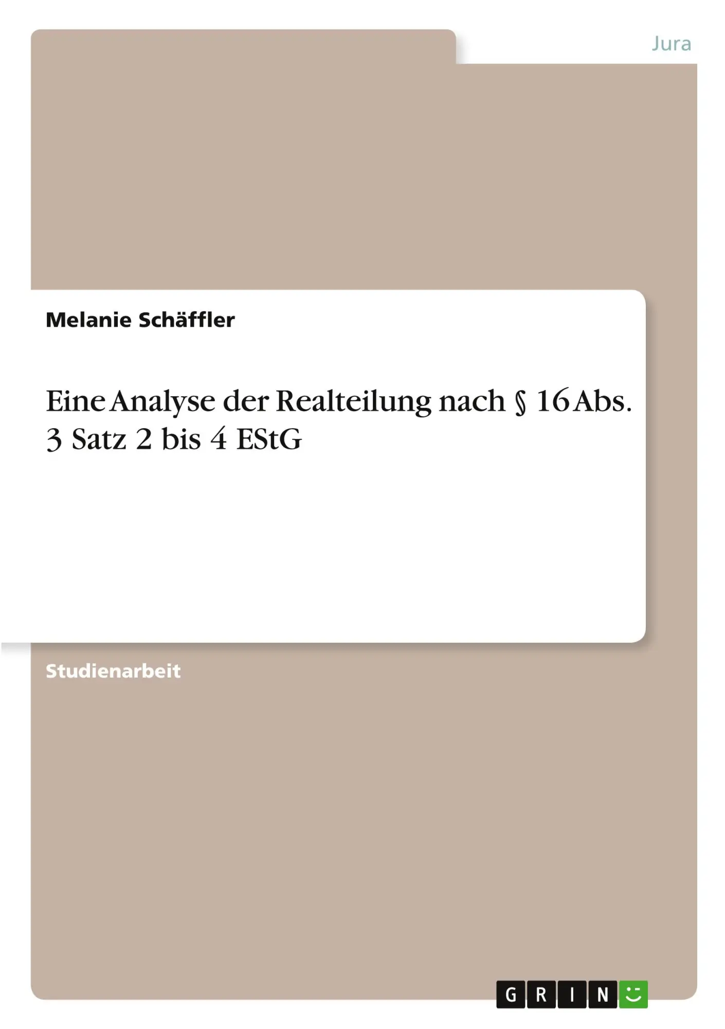 Cover: 9783389170113 | Eine Analyse der Realteilung nach § 16 Abs. 3 Satz 2 bis 4 EStG | Buch