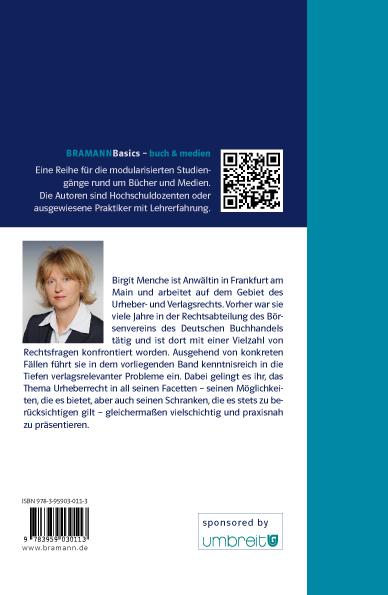 Rückseite: 9783959030113 | Urheber- und Verlagsrecht | Birgit Menche | Taschenbuch | 163 S.