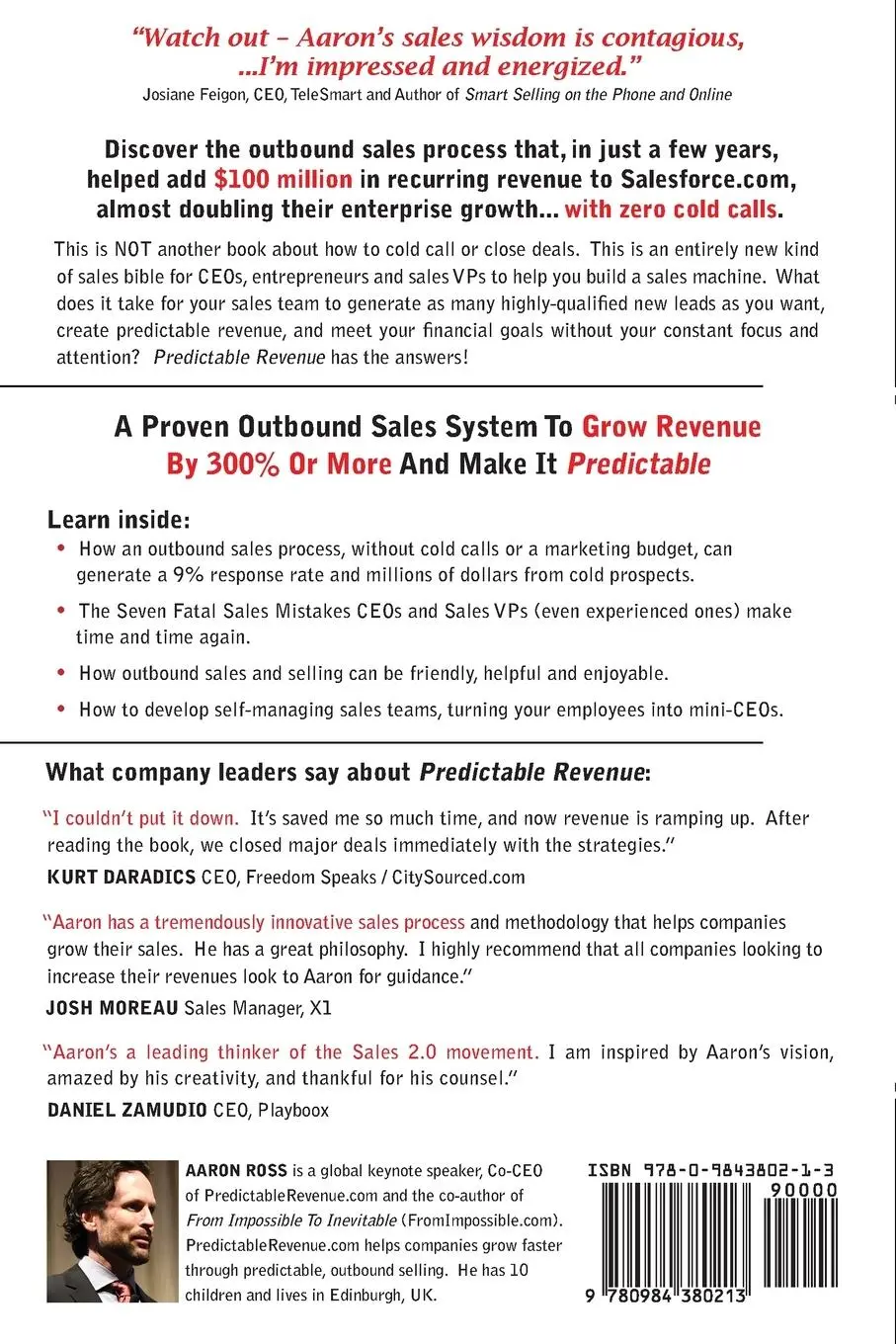 Rückseite: 9780984380213 | Predictable Revenue | Aaron Ross (u. a.) | Taschenbuch | Englisch