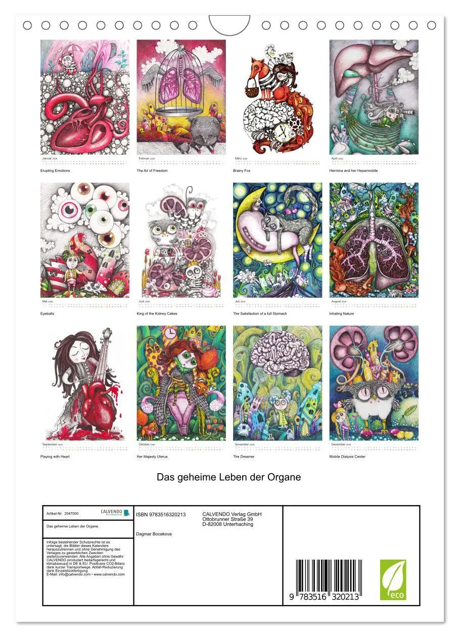Bild: 9783516320213 | Das geheime Leben der Organe (Wandkalender 2026 DIN A4 hoch),...