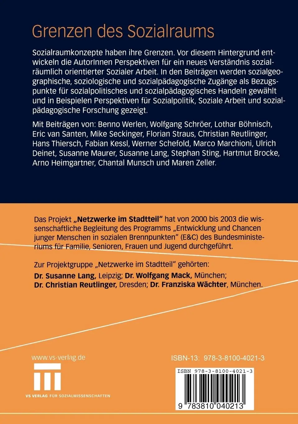 Rückseite: 9783810040213 | Grenzen des Sozialraums | Projekt "Netzwerke Im Stadtteil" | Buch