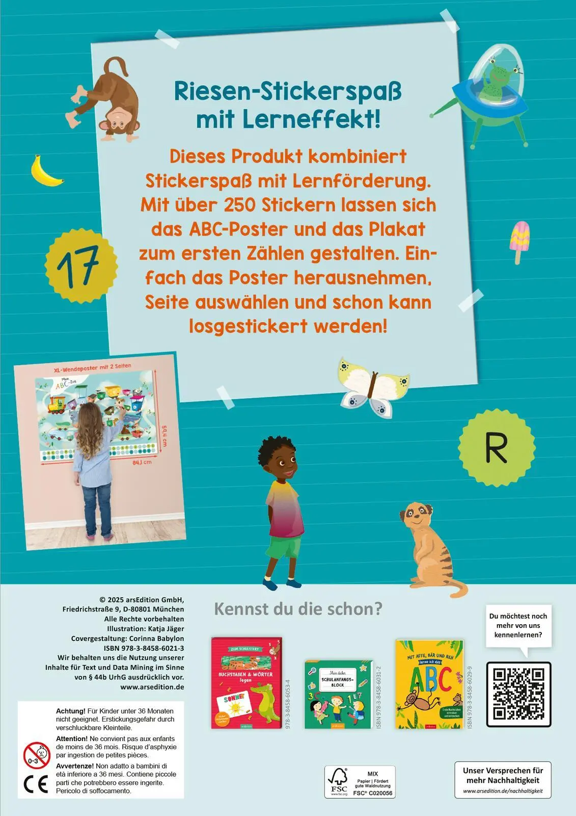 Rückseite: 9783845860213 | Schulstart-Sticker-Poster Buchstaben &amp; Zahlen | Katja Jäger | Buch