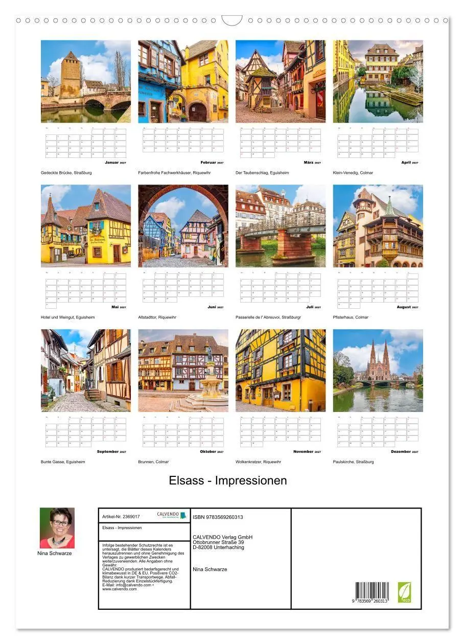 Bild: 9783569260313 | Elsass - Impressionen (Wandkalender 2027 DIN A2 hoch), CALVENDO...