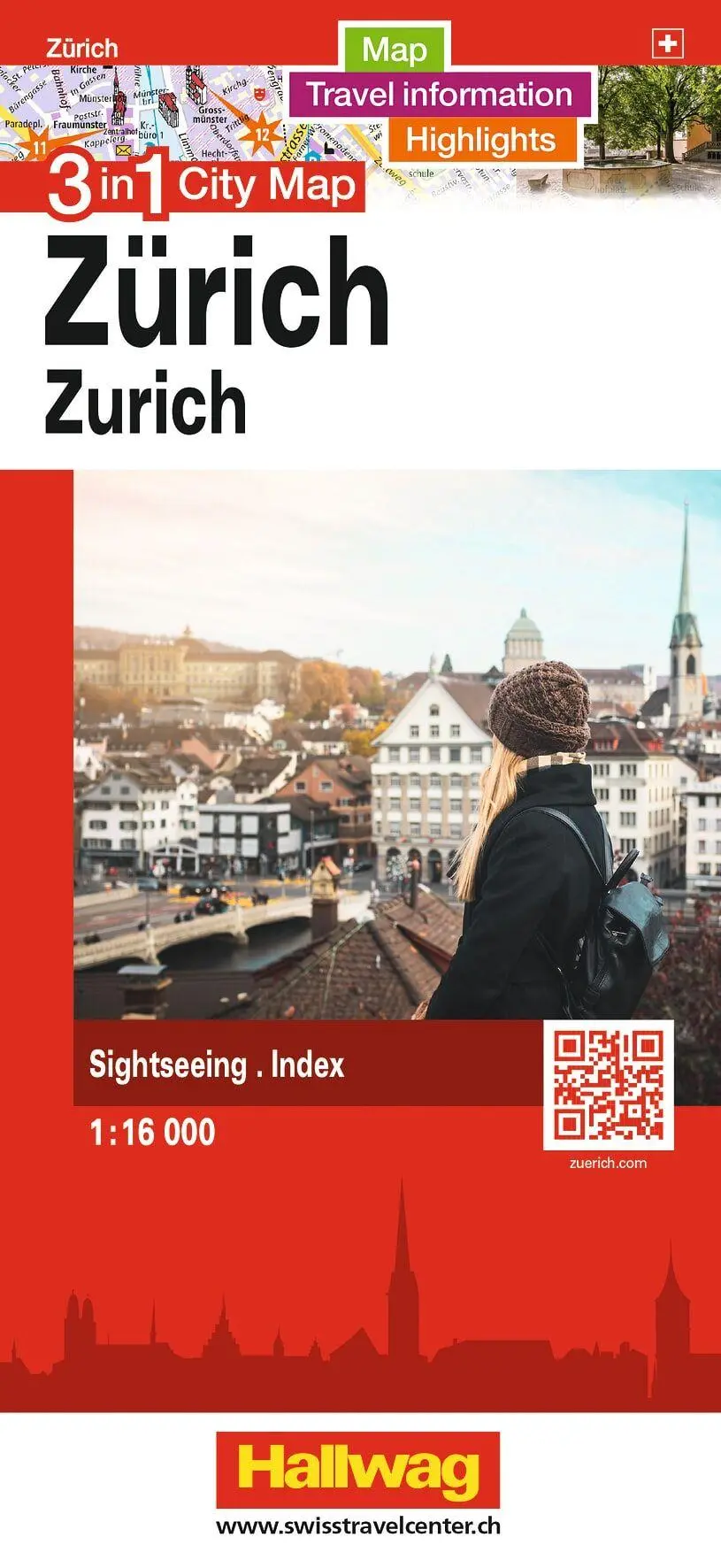 Cover: 9783828330313 | Hallwag Stadtplan Zürich | (Land-)Karte | City Map 3 in 1 | Deutsch
