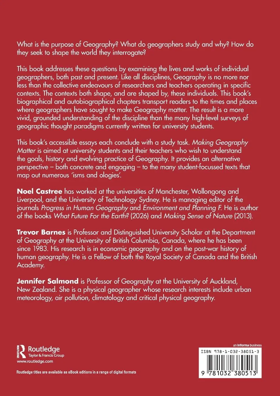Rückseite: 9781032380513 | Making Geography Matter | Noel Castree (u. a.) | Taschenbuch | 2025