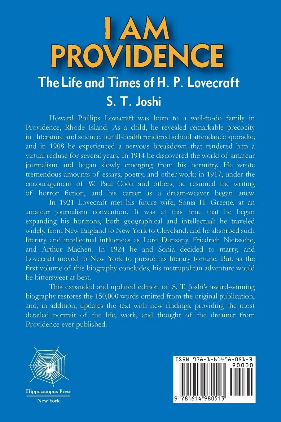 Rückseite: 9781614980513 | I Am Providence | The Life and Times of H. P. Lovecraft, Volume 1