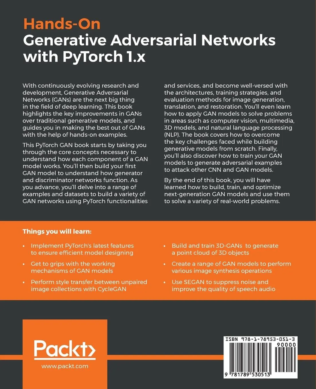 Rückseite: 9781789530513 | Hands-On Generative Adversarial Networks with PyTorch 1.x | Buch
