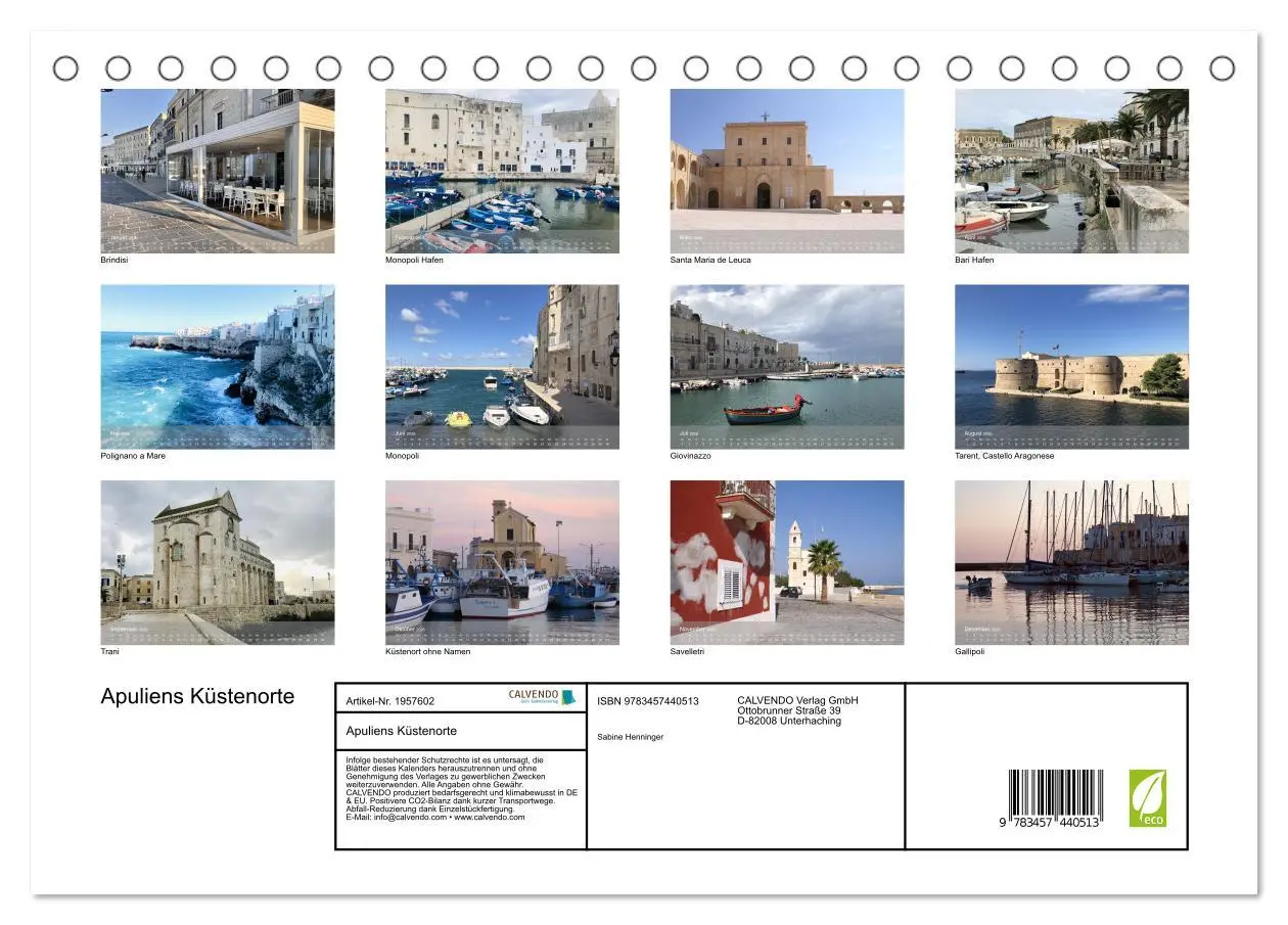 Bild: 9783457440513 | Apuliens Küstenorte (Tischkalender 2026 DIN A5 quer), CALVENDO...
