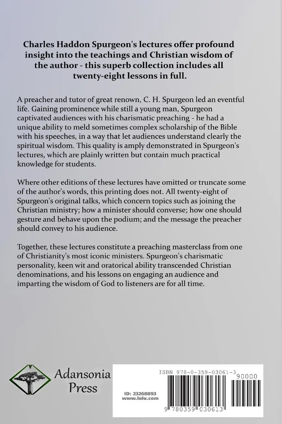 Rückseite: 9780359030613 | Lectures to My Students | Charles Spurgeon | Taschenbuch | Englisch