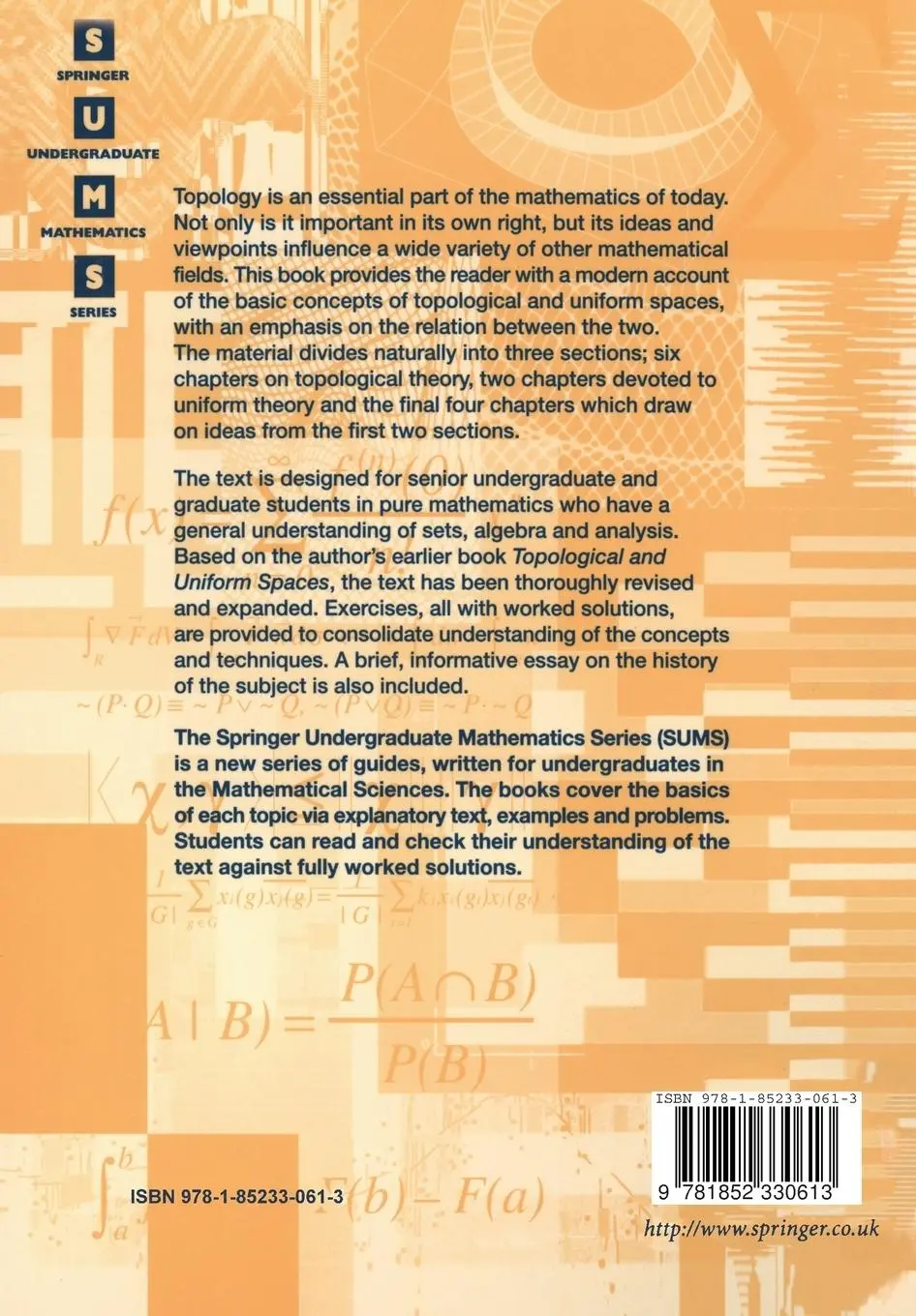 Rückseite: 9781852330613 | Topologies and Uniformities | Ioan M. James | Taschenbuch | xv | 1999