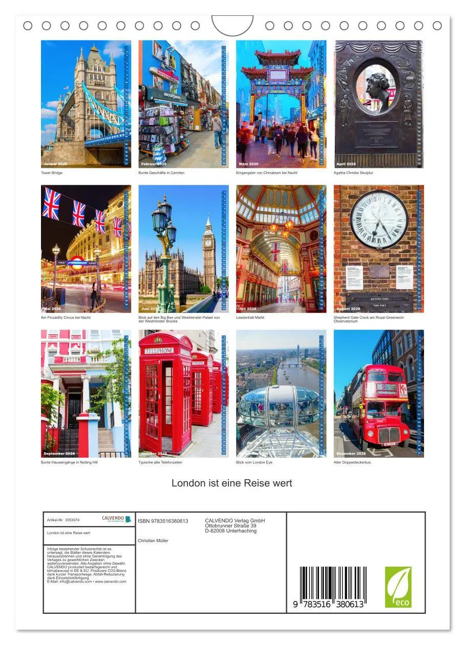 Bild: 9783516380613 | London ist eine Reise wert (Wandkalender 2026 DIN A4 hoch),...