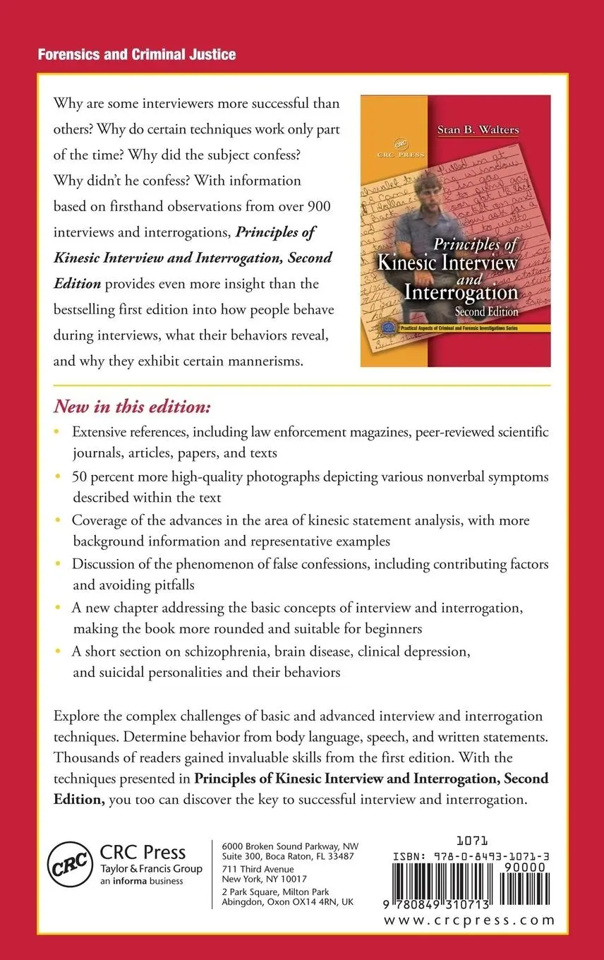 Rückseite: 9780849310713 | Principles of Kinesic Interview and Interrogation | Stan B. Walters